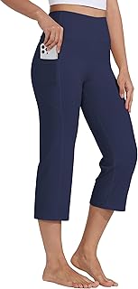 Willit Pantalones capri de yoga para mujer, leggings de cintura alta, pantalones capri de pierna recta para entrenamiento atlético, 21 pulgadas