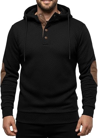 Mens Tactical Field Hoodie, Snap-Button Pullover Sweatshirt with Reinforced Elbows | Rugged Outdoor Mid-Layer WT01