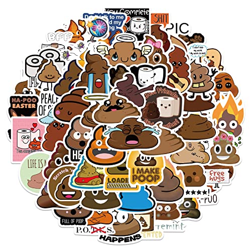Image of 60Pcs Funny Poop Stickers, Cartoon Vinyl Waterproof Prank Decals for Laptop, Notebook, Water Bottles, Commode, Cute Gag Gifts Stickers for Kids Bike, Phone, Computer, Travel Case (Poop)