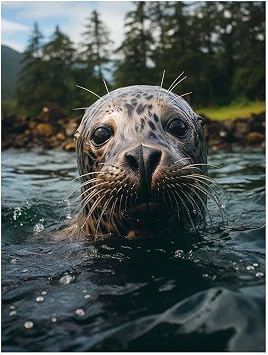 CAPITUNEISKINEPA Harbor Seal Poster Gifts Cute Posters Small Posters 12" x 18"