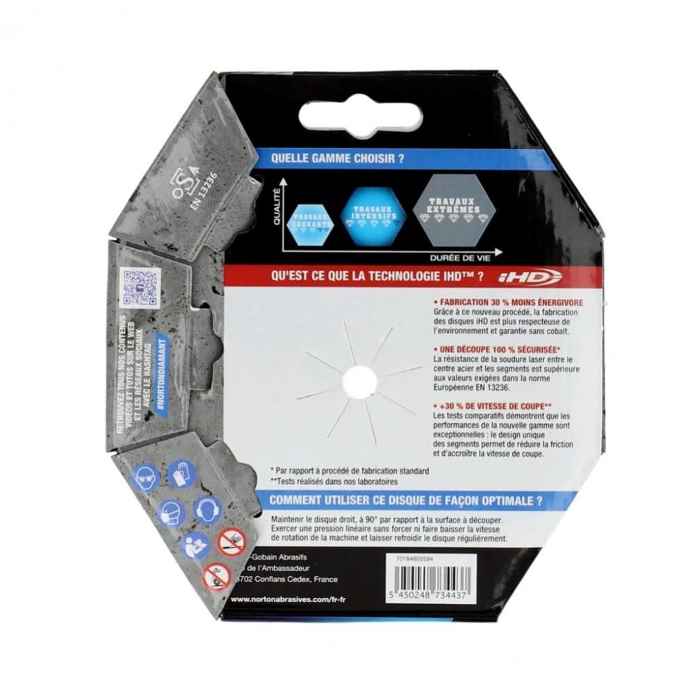 Norton Disque Diamant intensif segmenté pour matériaux de Construction, Diam125mm