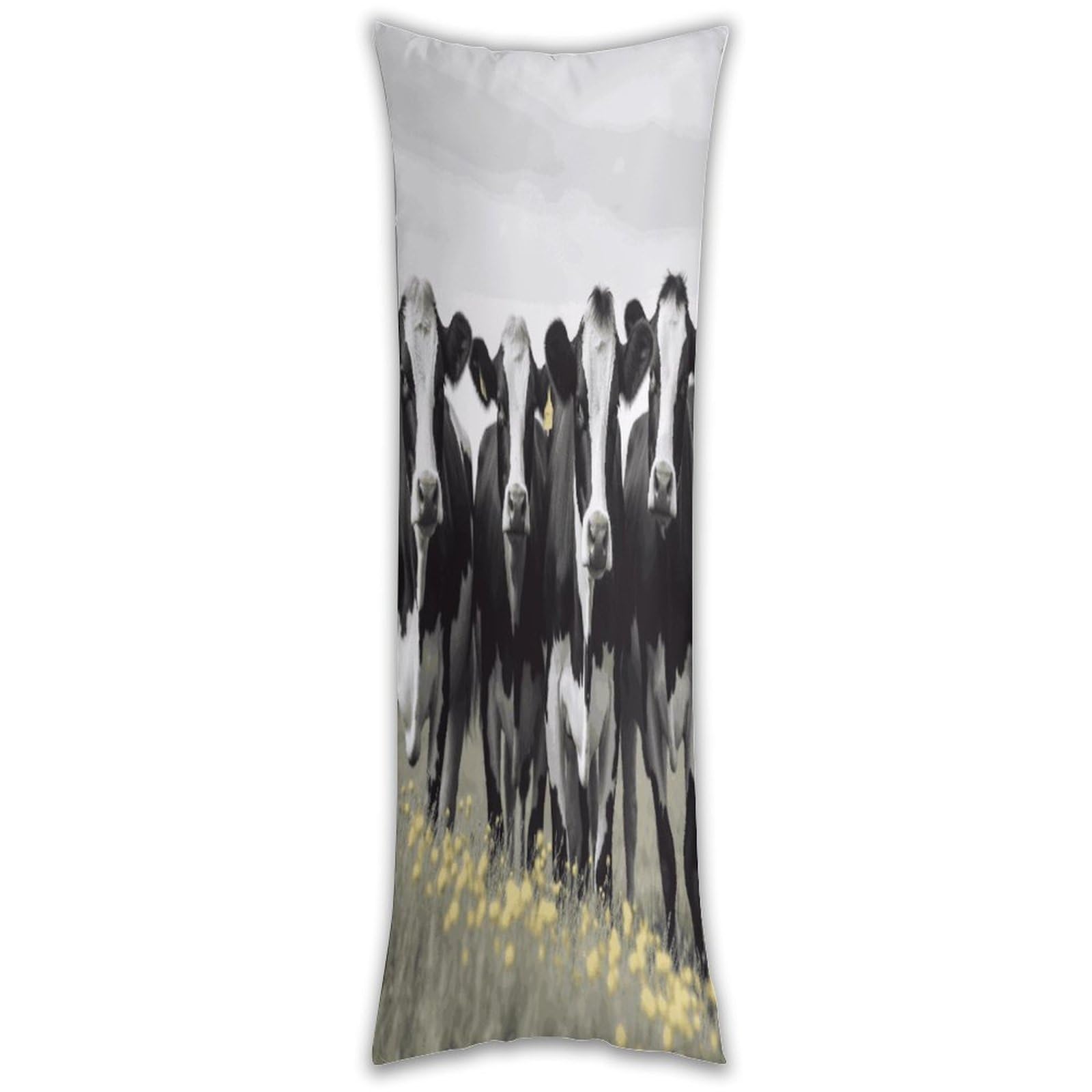 Black White Cows Pillow Cases Breathable Vertical Long Pillowcase Body Pillowcase with Hidden Zipper Closure Soft and Cozy Pillow Cover 20x54 Inches for Bedroom Couch