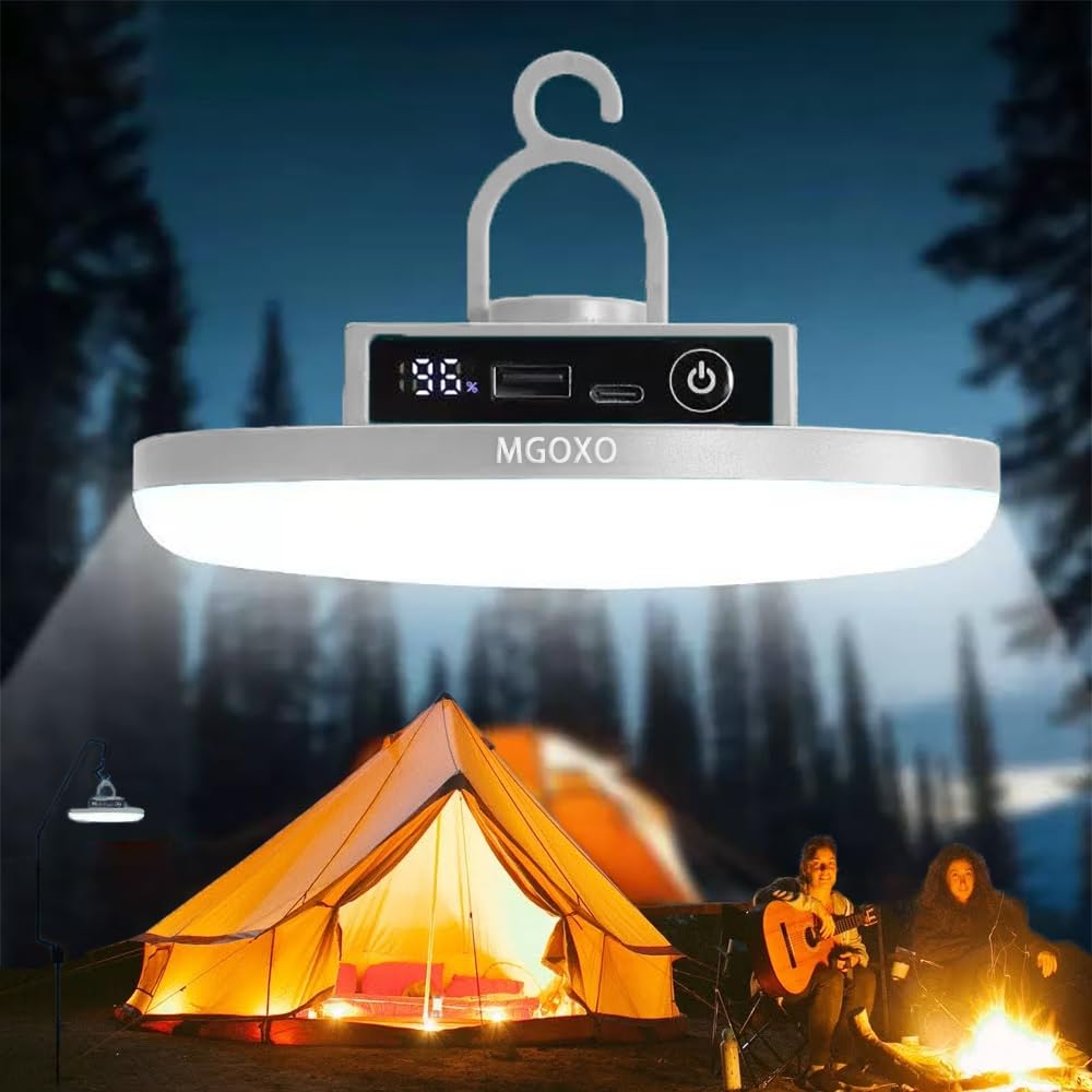 MGOXO 投光器 LED 16000mAH大容量 10000lm 作業灯 3つ点灯モード キャンプ ランタン Type-c充電 磁気設計 折り畳み式 アウトドア 投光器 led 屋外 充電ケーブル付き アウトドア キャンプ 夜釣り登山（グレー）