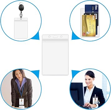 Vertical Badge Holder Clear Plastic Name Tag Holders Waterproof Resealable Zip ID Card Holder for Nurses, Office and School, Fits ID Card/Credit Card/Student Card by ZHEGUI (25 Pack, Vertical 2.4x3.6)
