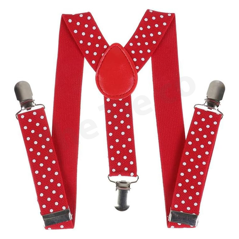 The Tie Company Unisex Polka Dot_red Polka Dot Suspender Wide Heavy Duty Y Shape Elastic Men Braces Suspender Clip On