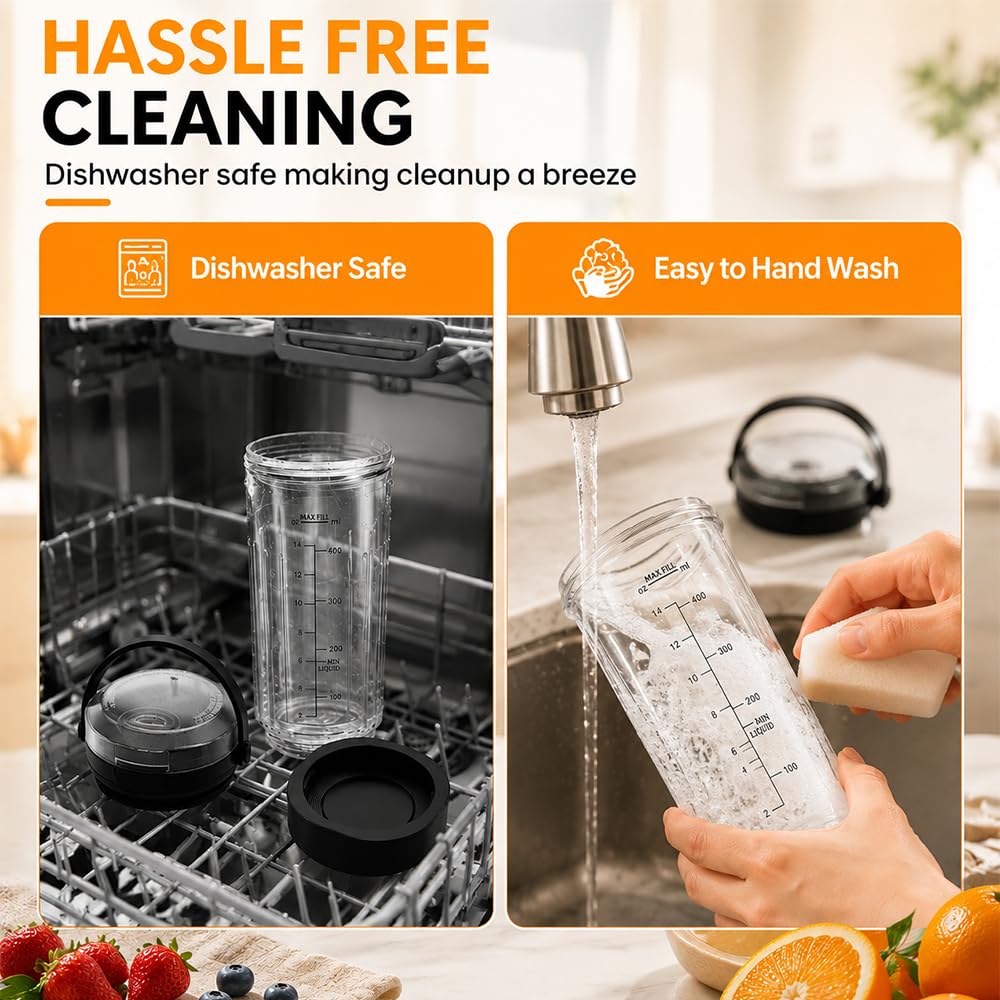 Kubek blendera do ninja serii BC100/BC151, HOVCEH 530 ml Trzepaczka z ustnikiem do picia i Jermetyczną pokrywką do blendera ninja, kubek mikserów zamiennych do ninja blender