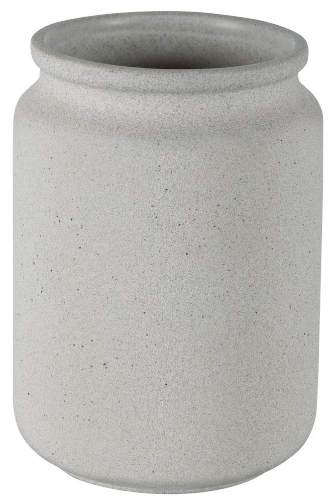 Spirella Badezimmer Set, 5-teiliges Badzubehör aus Keramik Cement Seifenspender, WC Bürste, Seifenschale, Aufbewahrungsdose und Zahnputzbecher Grau