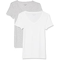Amazon Essentials T-Shirt con Scollo a v a Maniche Corte Slim Donna
