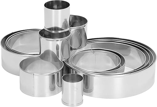 14 moldes para anillos de pastel para hornear, juegos de moldes de anillos de alimentos para cocinar anillos de acero inoxidable para tortas