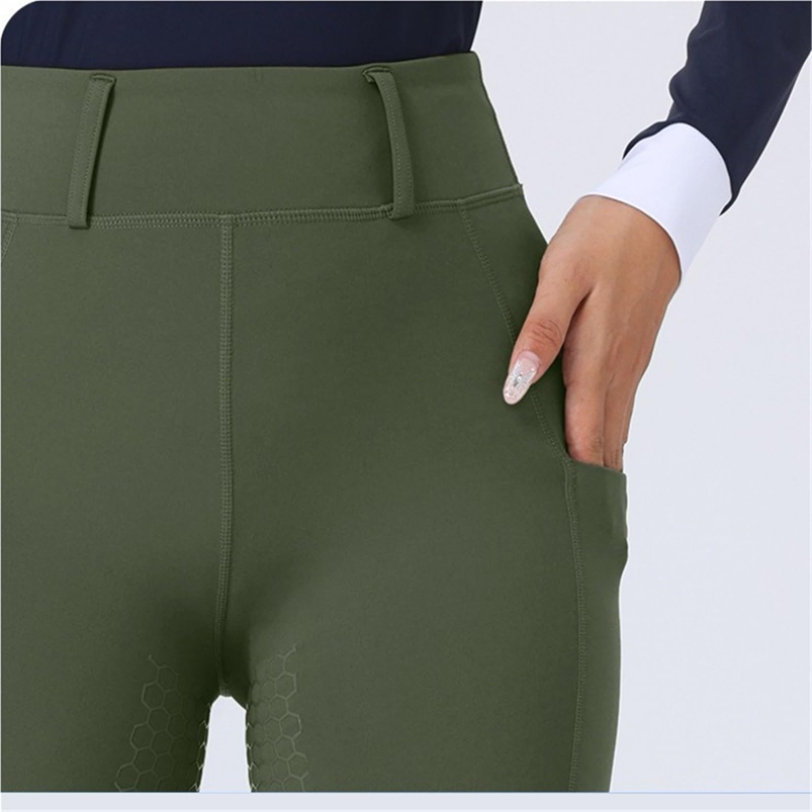 Pantaloni Equitazione Donna Pantaloni da Equitazione a Vita Alta Antiscivolo in Silicone a Seduta Intera Slim Fit con Tasche Abbigliamento equestre