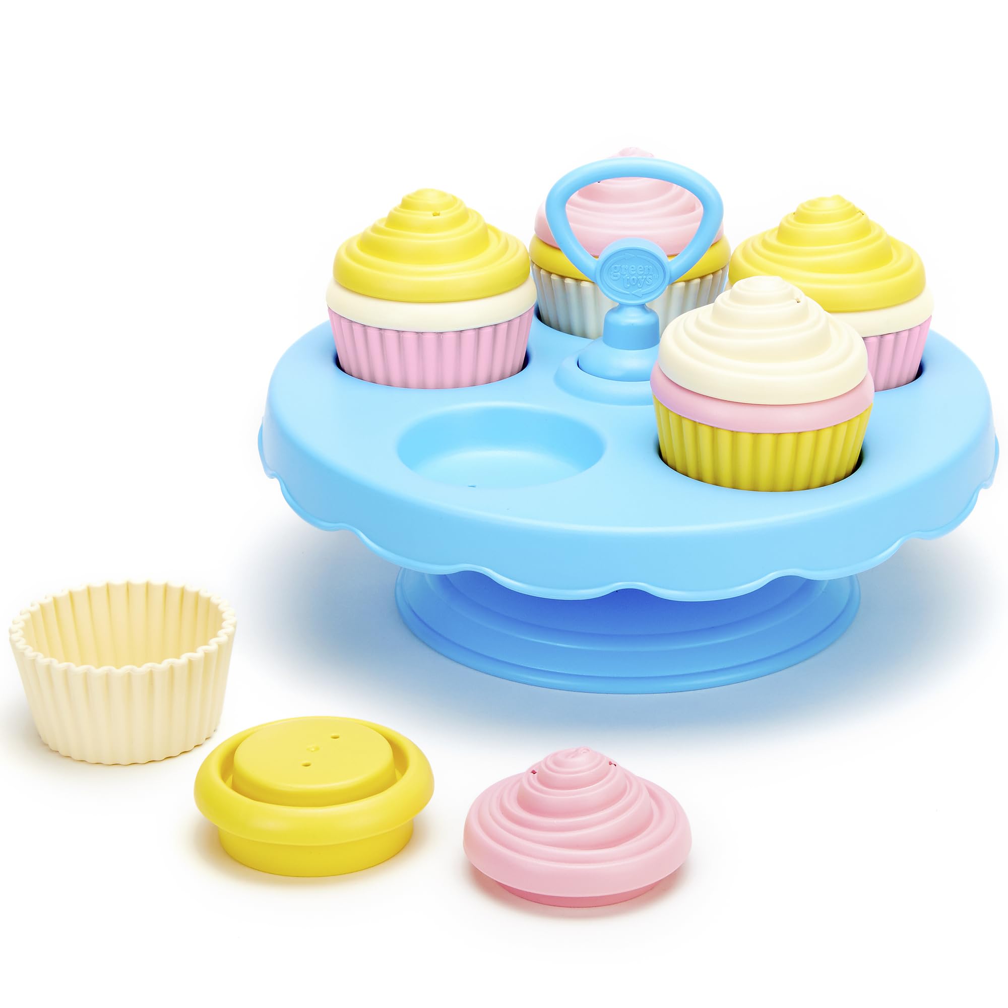 Green Toys Cupcake Set - 16 Piece Pretend Play, Motor Skills, Language & Communication Kids Role Play Toy. No BPA, phthalates, PVC. Dishwasher Safe, Recycled Plastic, Made in USA.