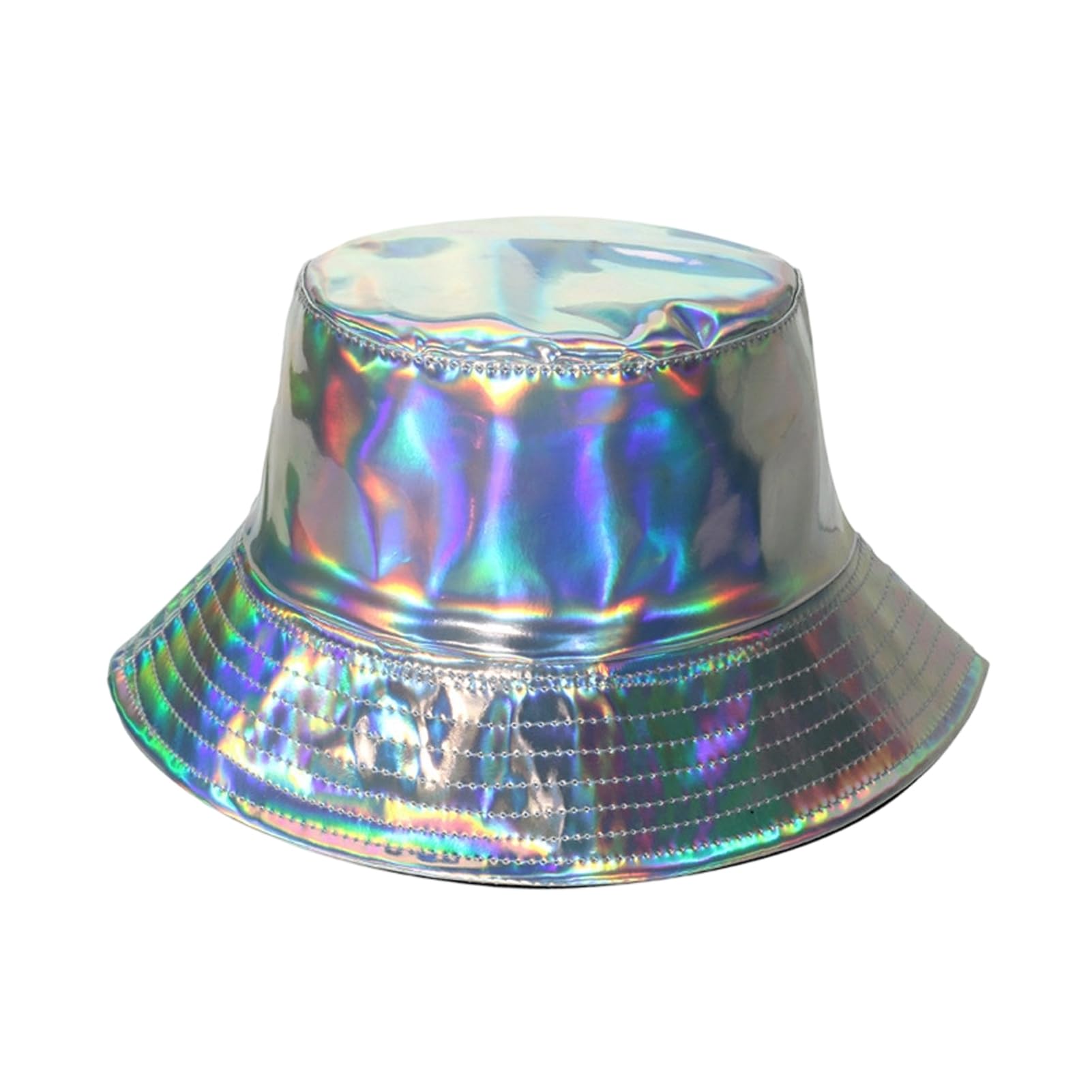 matumou Bucket Hat, Three-Dimensional Wide Brim Fisherman Hat, Waterproof Leather Cool Metallic Shine Hat, Stage Performance