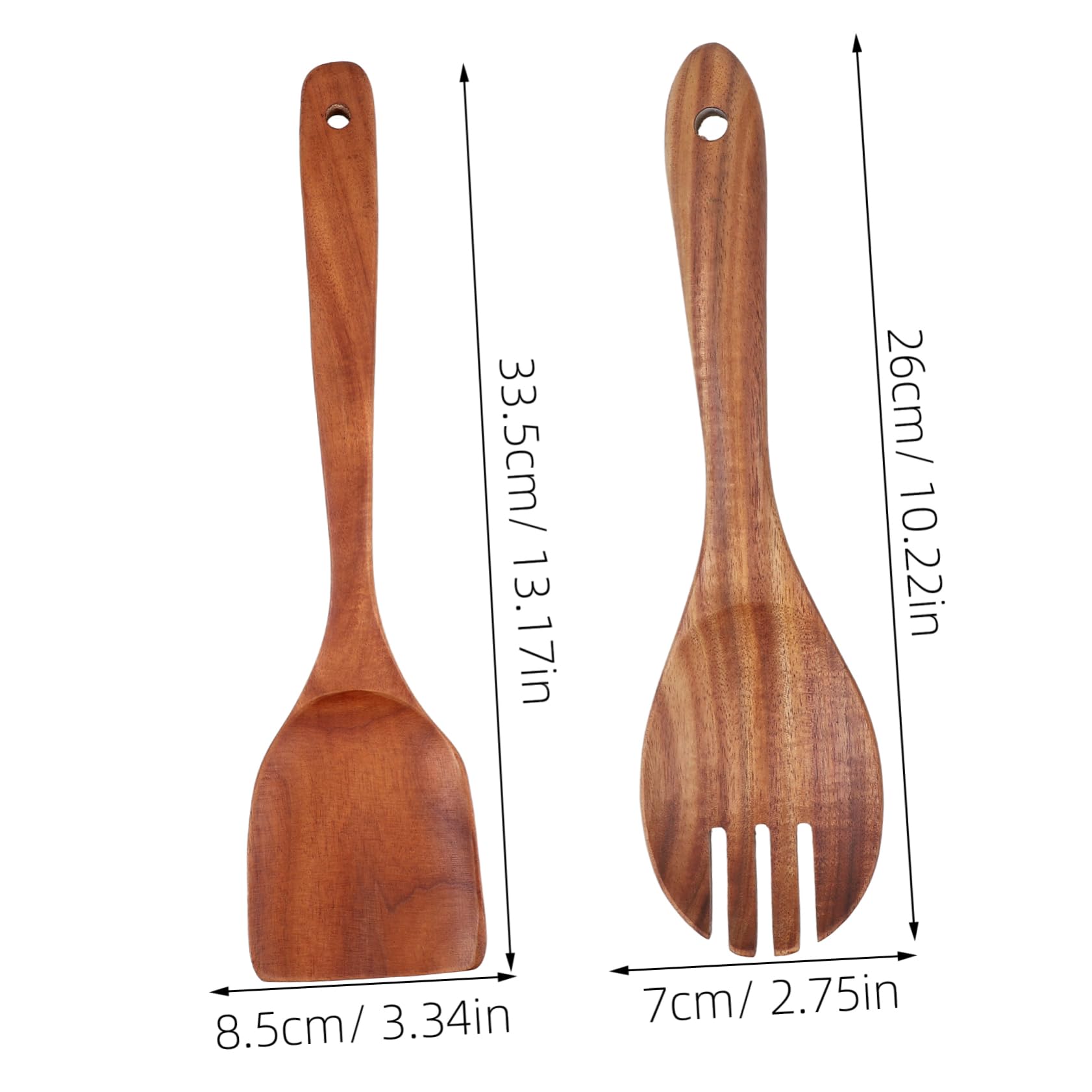 Cabilock 4-piece Wooden Salad Utensil Set Long Handle Fork Spatula Spoon Salad Servers