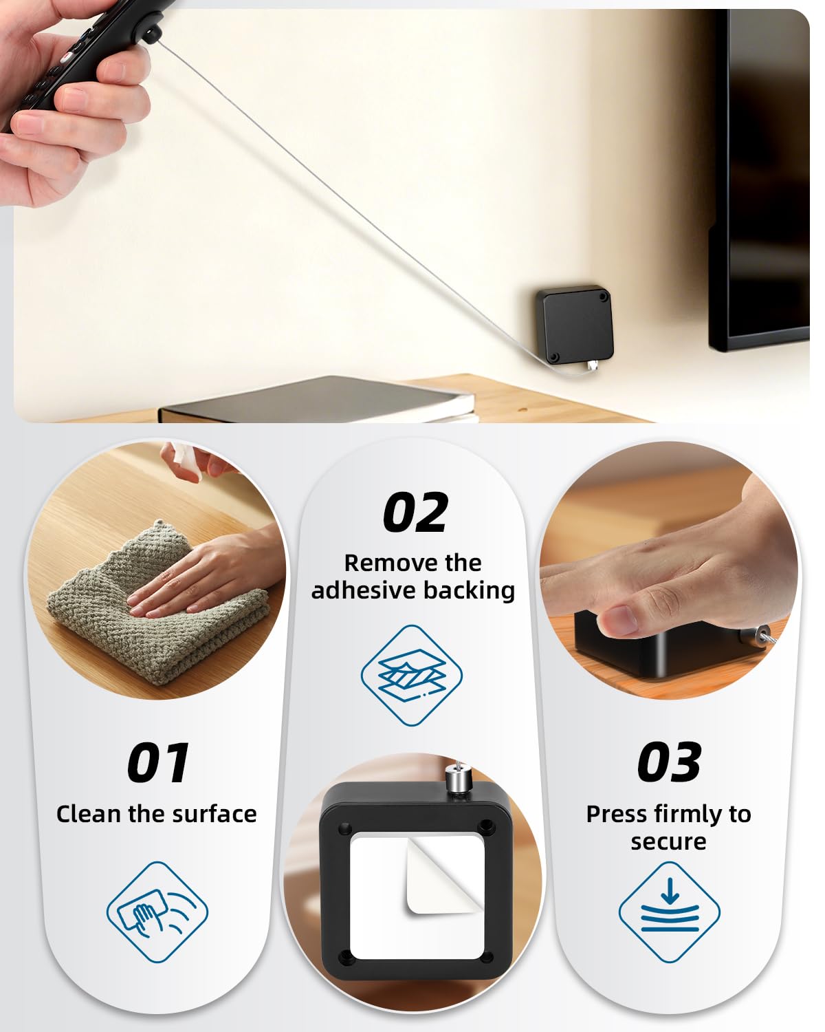 Correa de control remoto de 6.5 pies, cordón de seguridad retráctil para control remoto con correa de bloqueo ajustable para controles remotos de TV, controladores de juegos y tabletas, perfecto para
