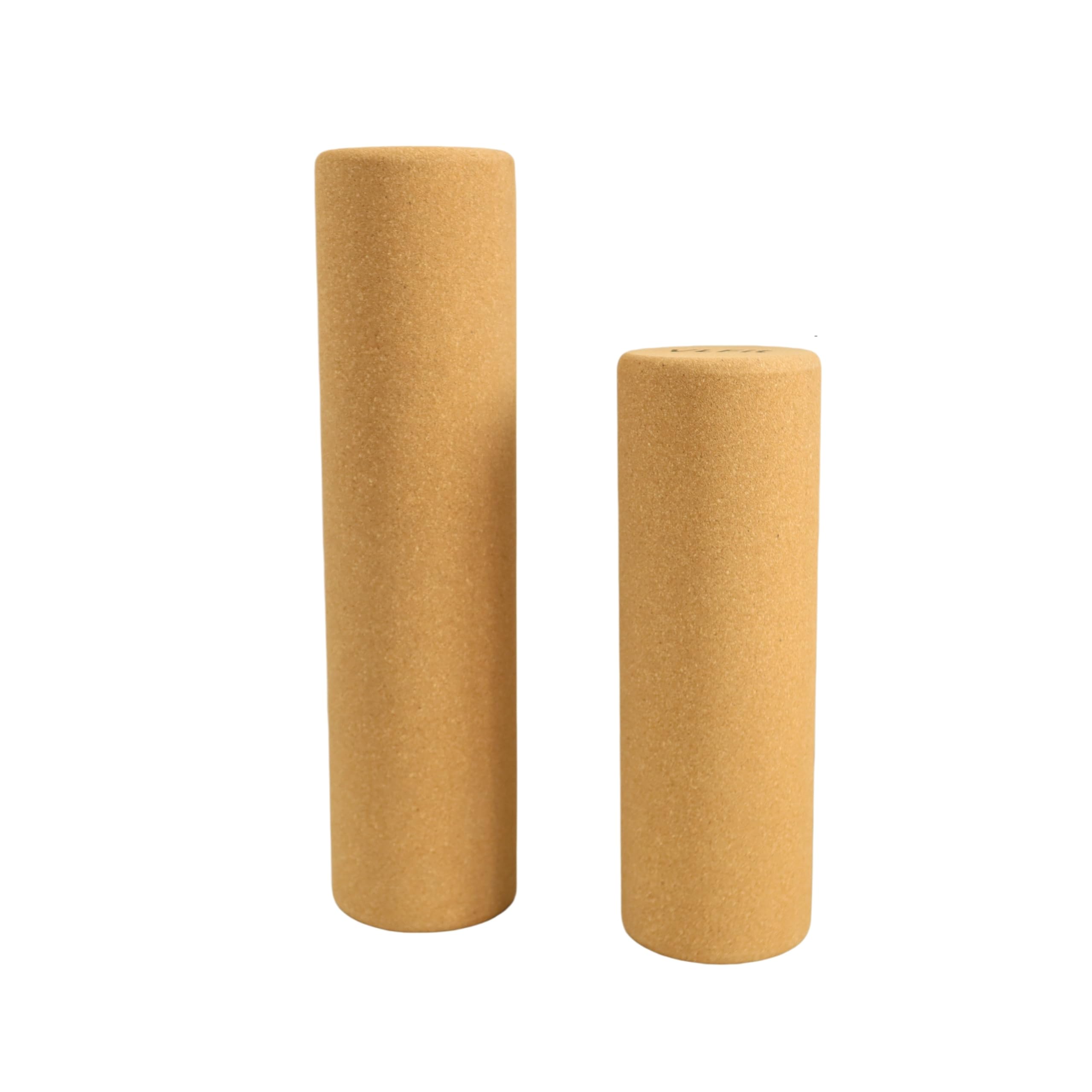 VLFit Cork Fascia Roller - Natural Premium Cork Roller for Fascia Training, Massage & Fitness - Non-Slip, Stable & Sustainable - Ideal for Yoga & Pilates | Massage Roller (30 x10 cm)