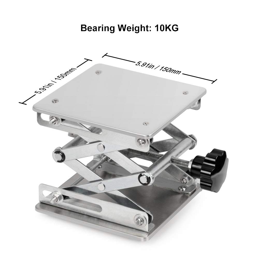 stonylab Sollevatore Laboratorio, 150 x 150mm Alta Qualità In Acciaio Inox, Piattaforma di Sollevamento da Laboratorio, Altezza Espandibile da 75mm a 260mm, Peso Supportato 10 kg