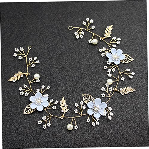 DRESSOOS Ladies Pearl Crystal Floral Hair Vine Headpiece and Bridal Hair Wreath - Blue Miss Hair Accessories