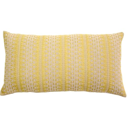Yellow Backgamon Embroidery Pillow Cover