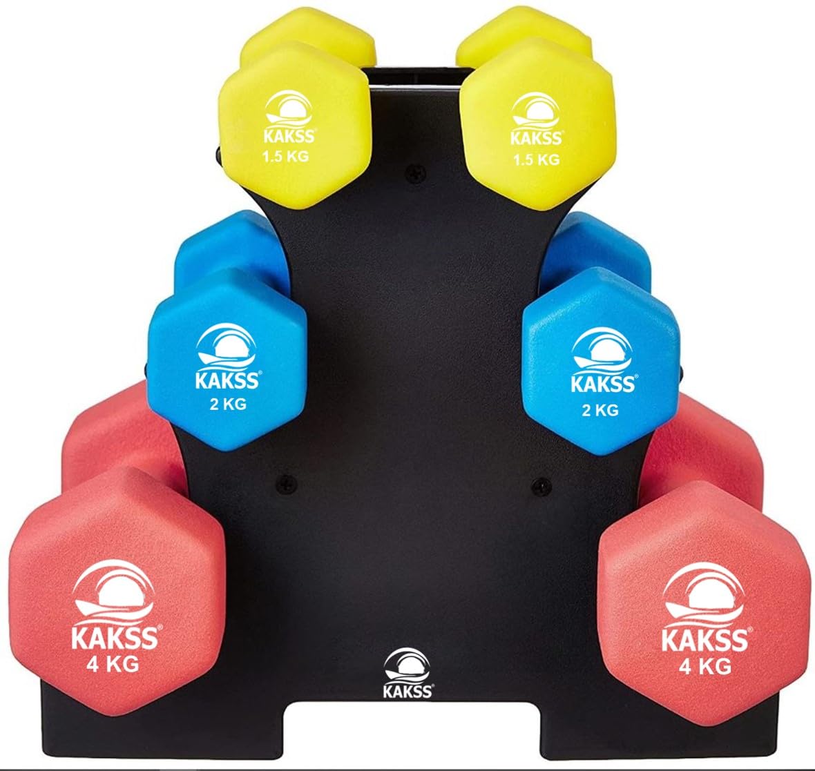 Kakss 6kg Neoprene Dumbbell Set with Stand -31