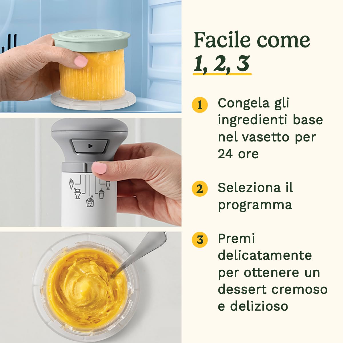 Cuisinart FreezeWand – 5 programmi: Gelato, Sorbetto, Frappè, Granita, Mix-ins | Vegana, proteica, light, senza latticini | Pronta in 5 min | Compatta | Vaschette 3×240ml (Nuovo)