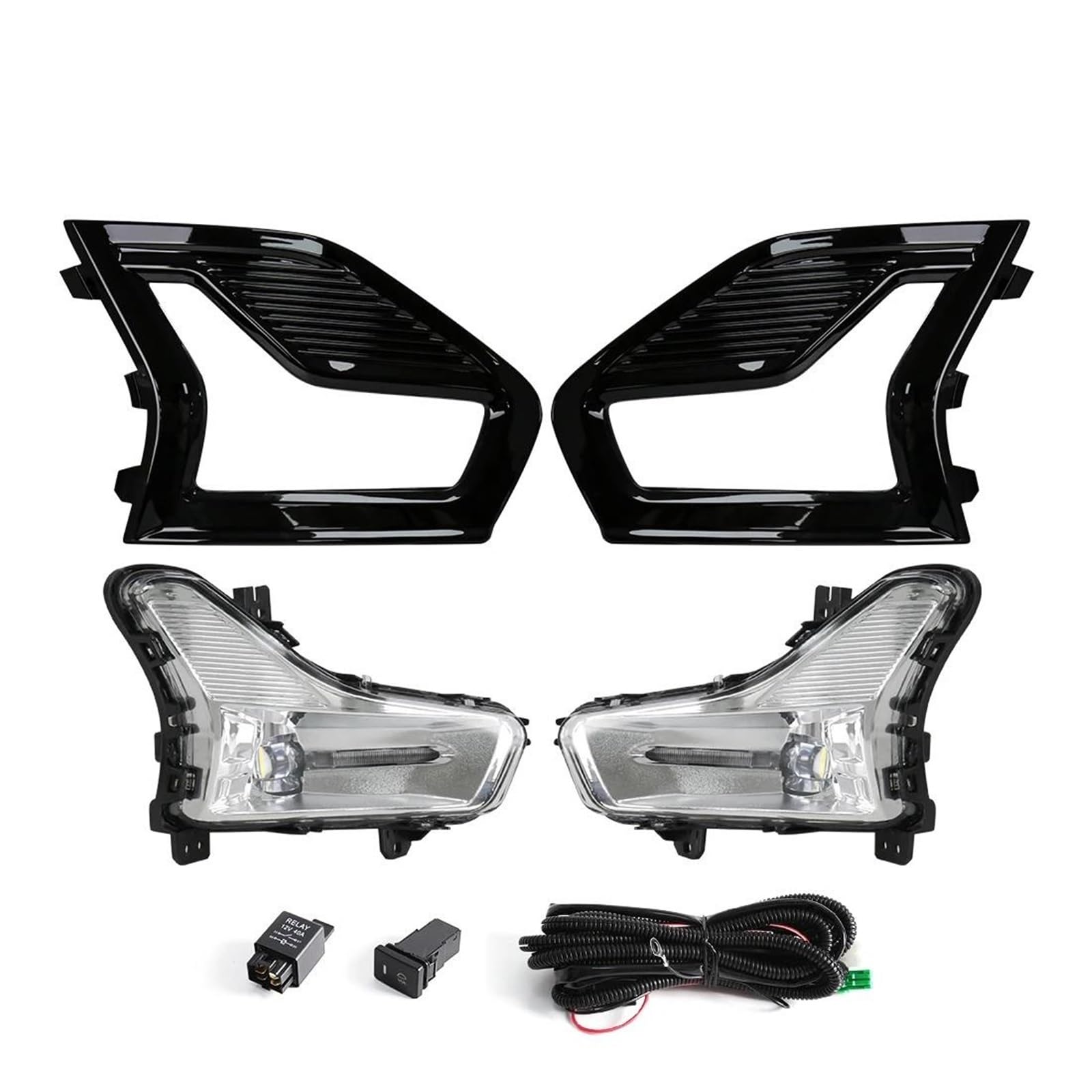 Genérico Luces Antiniebla Faros Antiniebla Delanteros Led Para Mondeo Para Fusion 2019 2020 Luz Circulación Diurna DRL Cubiertas Marco Interruptor Cable 12V Faros Antiniebla(Fog Lamp KIT)