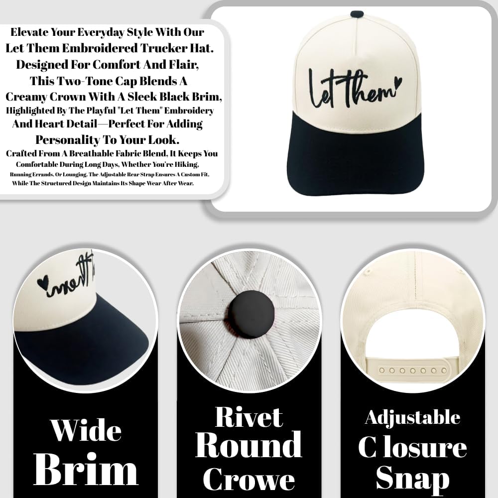 Men Women Embroidery Let Them Funny Baseball Cap Vintage Black DAD MOM - Image 6