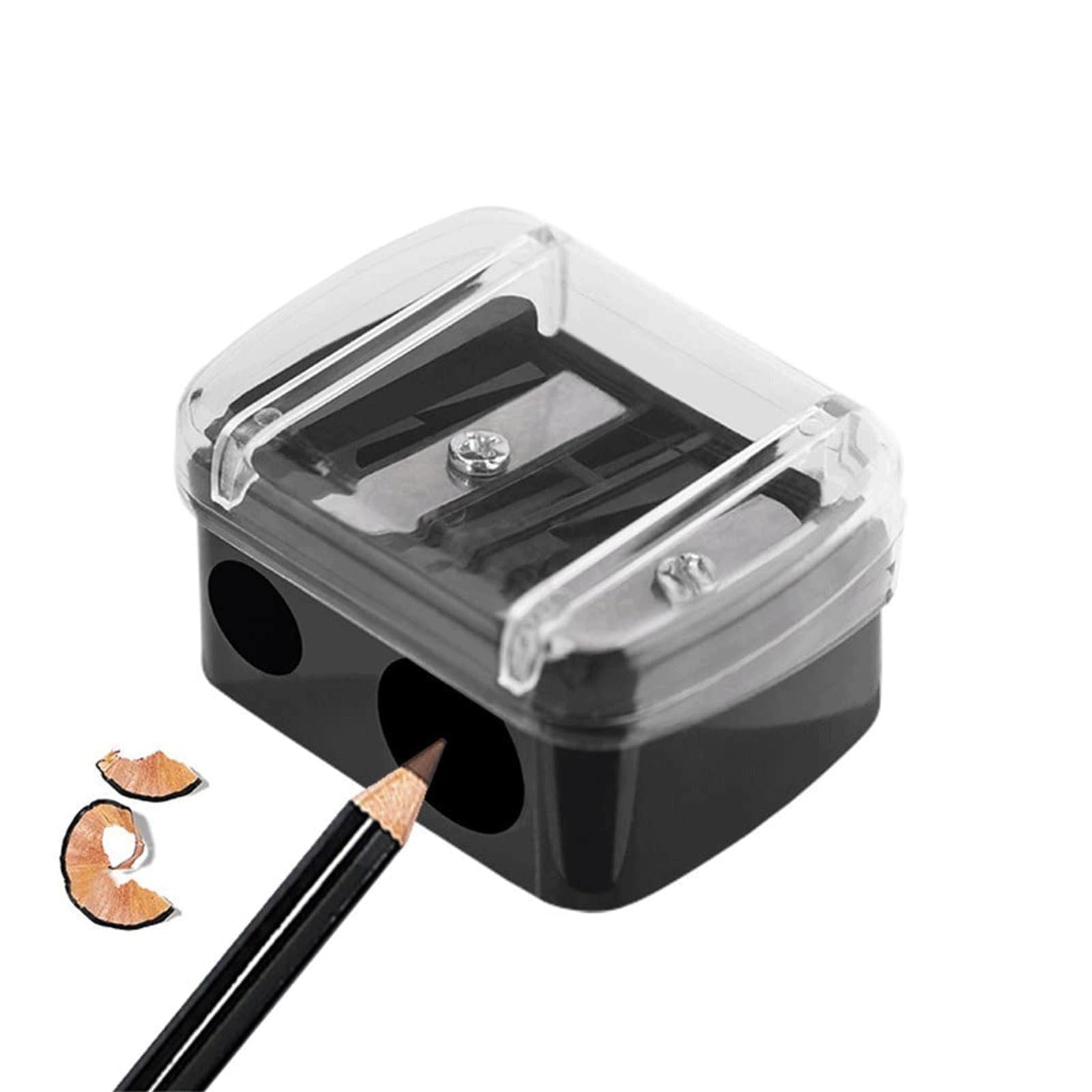 Confezione da 12 temperamatite cosmetiche a Doppio Foro per matite per Labbra, Eyeliner e Sopracciglia (Nero)