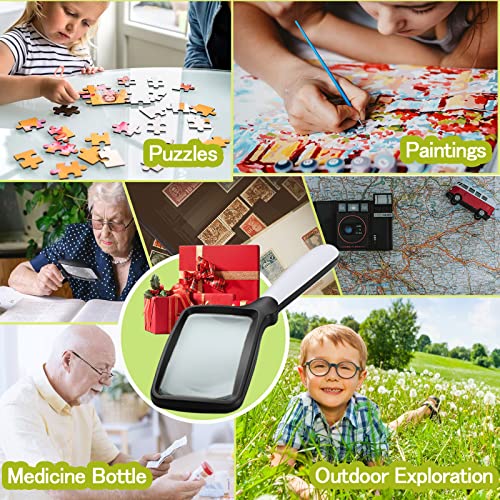Magnifying Glass With Light, Folding Handheld 3X Large Rectangle Lighted Magnifier With Dimmable Led For Macular Degeneration Seniors Reading Newspaper, Books, Lighted Gift For Low Visions #TOP3