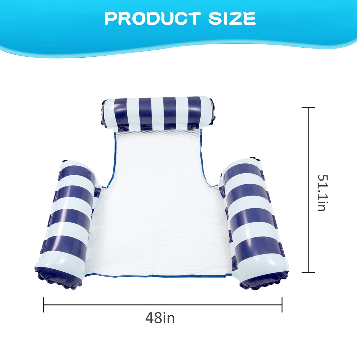 Lot de 2 chaises gonflables épaisses pour Piscine, radeaux gonflables pour Adultes et Enfants, Grande Taille Gonflable Flottante avec Maille inférieure, lit de Piscine à Eau