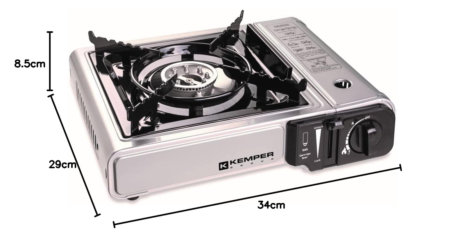 KEMPER - Barbacoa Parrilla 2 en 1 Hornillo de gas piezoeléctrico 2200 W + Placa Grill Camping