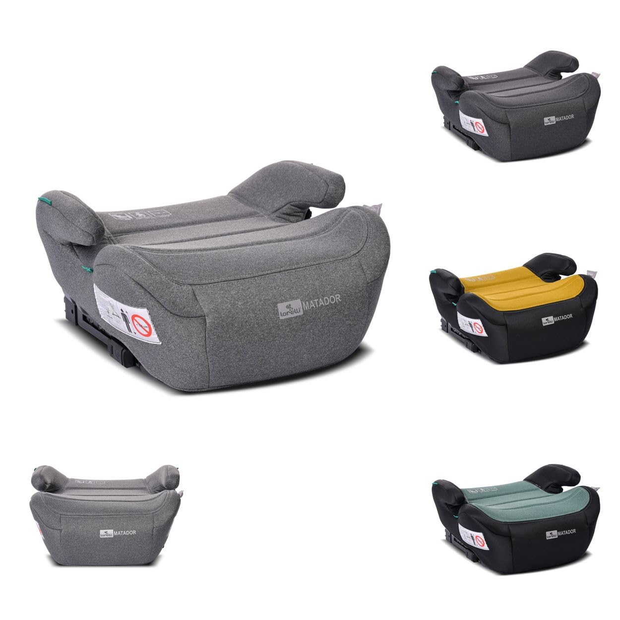 Lorelli i-Size Matador fotelik dziecięcy (125-150cm), Isofix, podłokietniki, kolory: szary