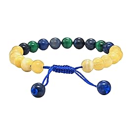 Amazing Gemstone Diabetic Support Bracelet - Yellow Calcite Sodalite Malachite Bracelet Set for Men Women Healing Calming Anxiety Stress Relief Gifts Pulseras Para Hombres Mujer Stocking Stuffers
