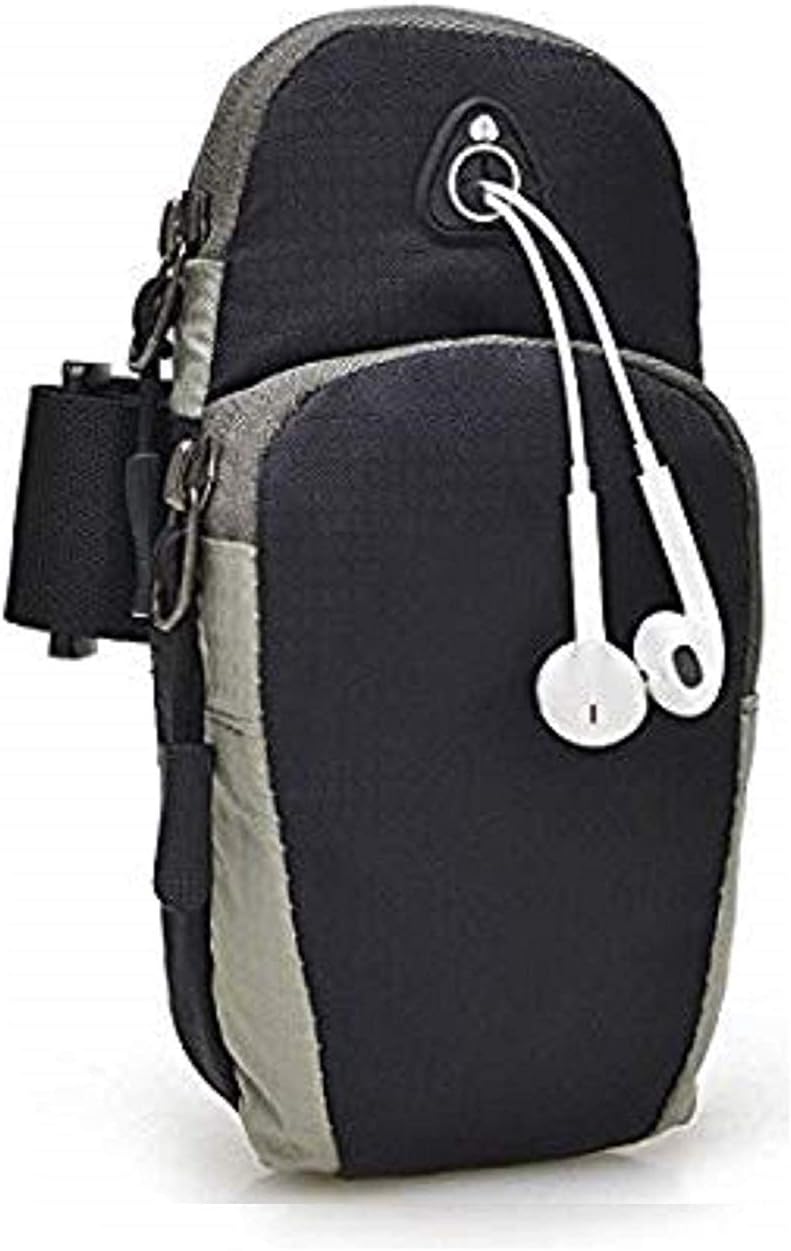 cable hunter jogging ArmBand cover with double zipper and earphone hole (black)