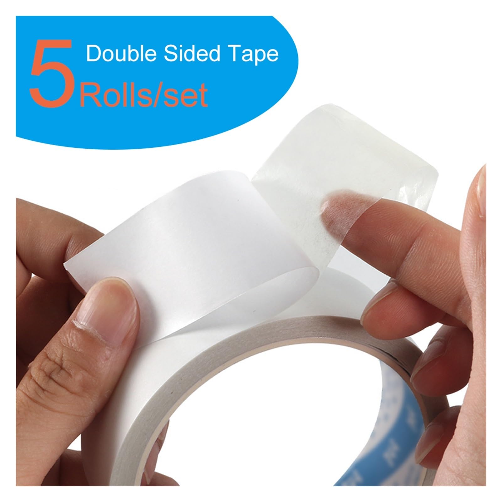 DAVBIR 5 Rollos de Cinta Adhesiva de Doble Cara, Cinta Adhesiva Fuerte Ultrafina, Suministros Escolares de Oficina, Ancho Opcional de 10M Perfection (Size : 10M, Color : 50mmx5rolls