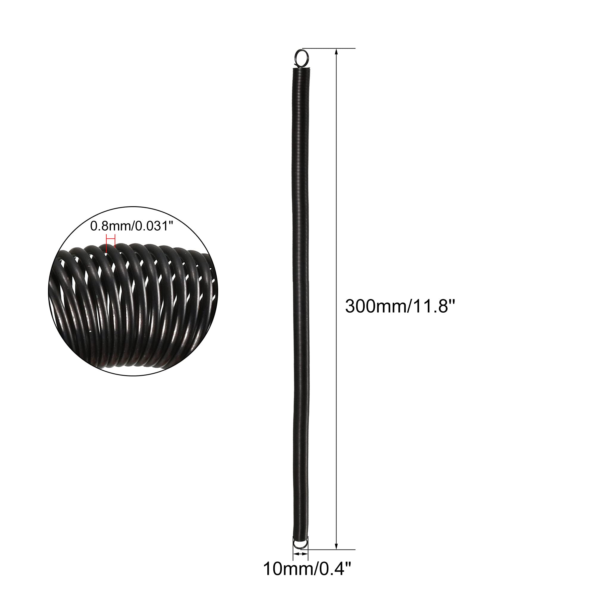 Image secondaire de Ressorts de Tension en Acier avec Crochets - 2pcs, 300mm