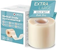 LIFARA Hydrocolloid Wound Dressing Roll - Cut-to-Size Extra Large 2x16ft, Waterproof Absorbent Self-Adhesive Bandages for First Aid