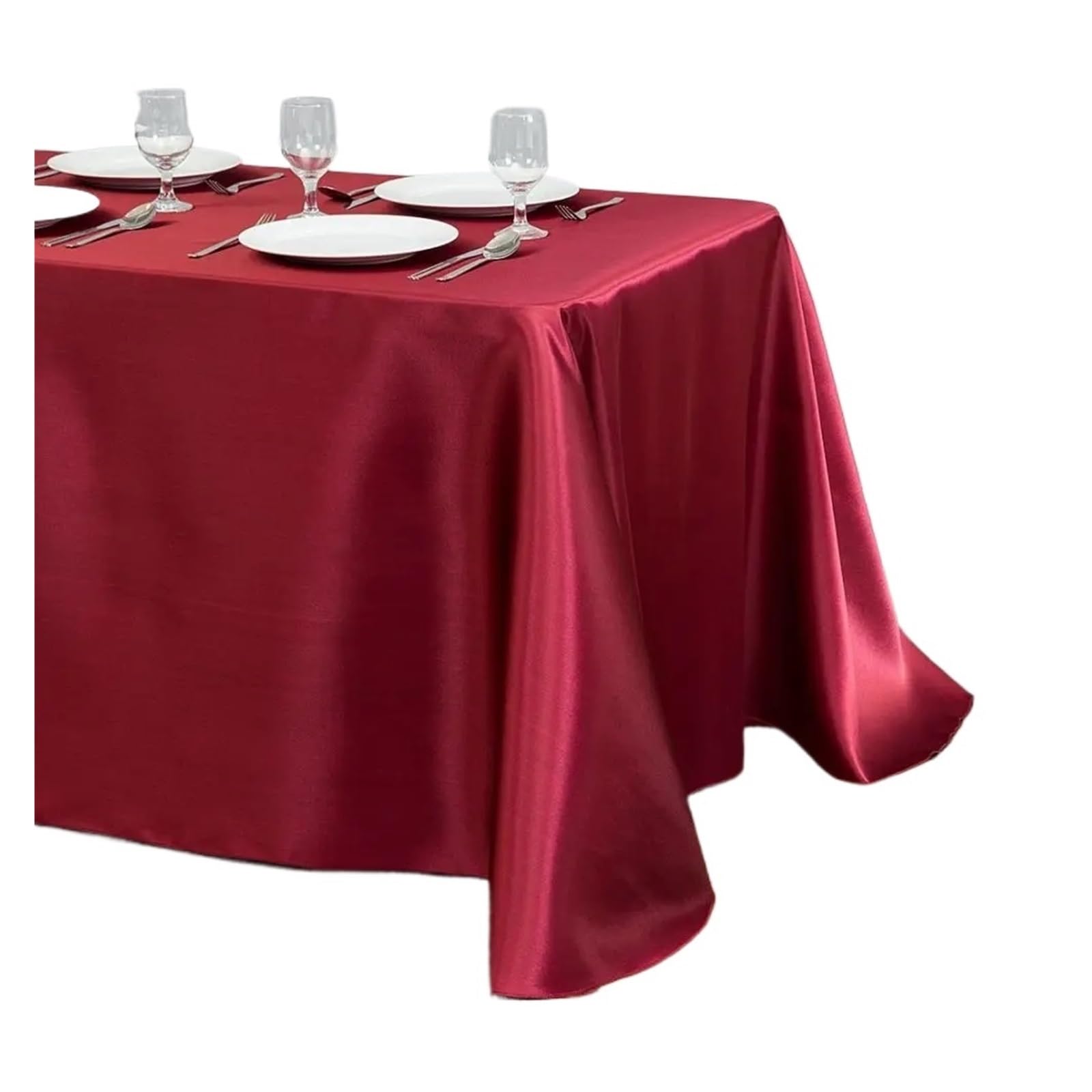LOPJGGYF Rectangle Satin Tablecloth Wedding Party Table Cover Solid Color Banquet Restaurant Festival Dining Decor for Wedding Banquet Party Events(Burgundy,145x180cm(57x71inch))