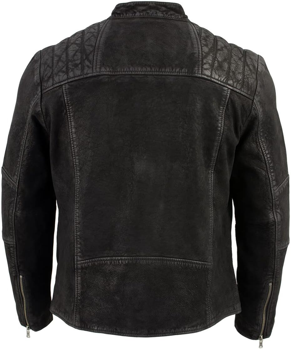 Milwaukee Leather Vintage SFM1801 Men's Black Nubuck Leather Zipper Front Motorcycle Style Fashion Jacket - Image 4