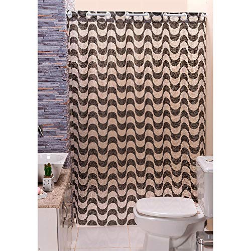 Cortina Box para Banheiro PVC Antimofo Estampada Copacabana 1,40 x 1,98 cm com Ilhós para Varão 1,20