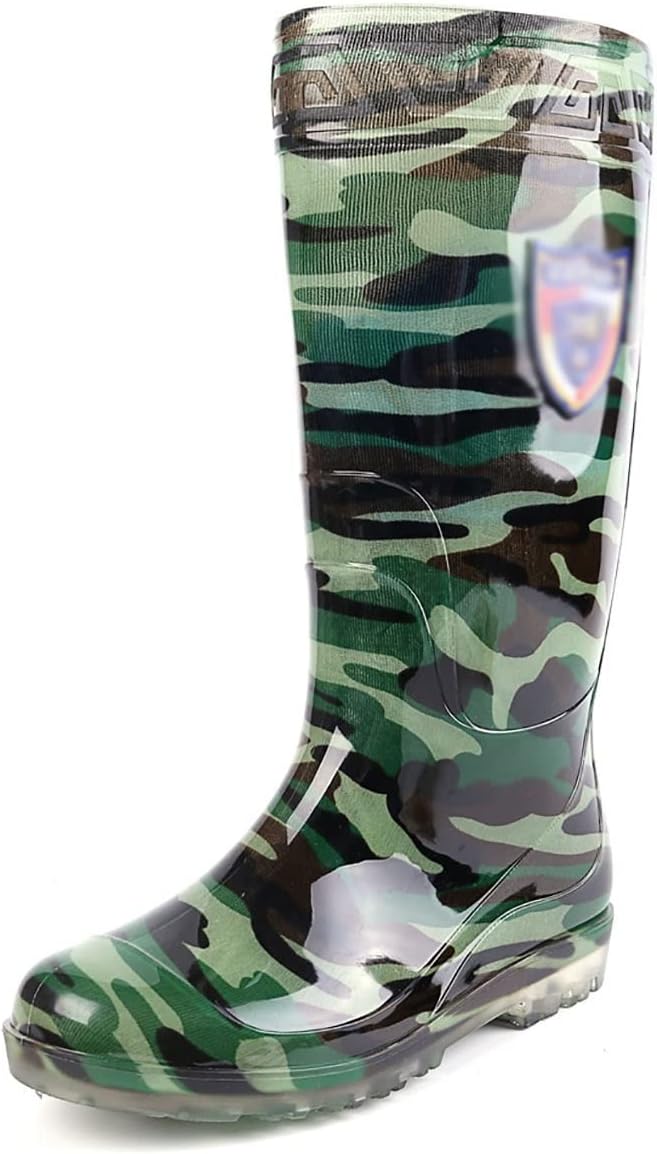 CLSQLXYJZC Durable Camouflage Rubber Boot, Mid Calf Muck Waterproof Insulated Fishing Boots with Steel Shank, for Agriculture Working Slip Resistant Knee Boots