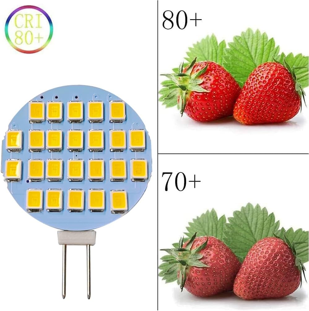 GRV G4 Bi Pin Base Replacement Bulb 24-2835SMD LED Bulb Lamp Super Bright RV Camper Under Cabinet Dome Light,Closet Lights,Boat Lighting,DC12V Dimmable Warm White Pack of 10
