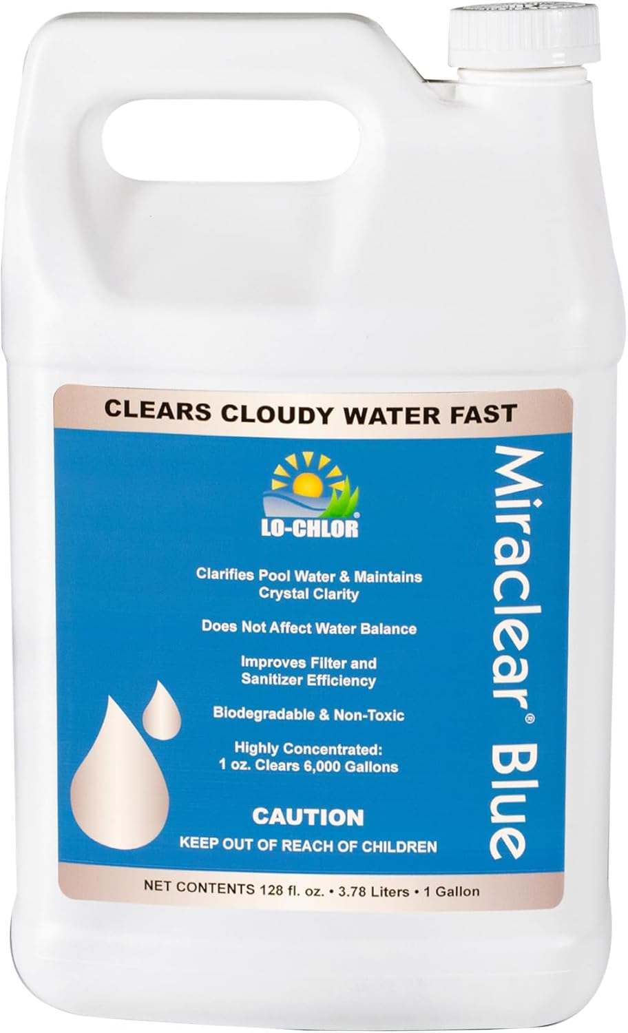 Miraclear Blue Pool Clarifier for Swimming Pool - Super Concentrated Unique Polyelectrolyte Formula Keeps Pool Clear, Pool Water Clarifier Works with Inground and Above Ground Pools (128 Oz)