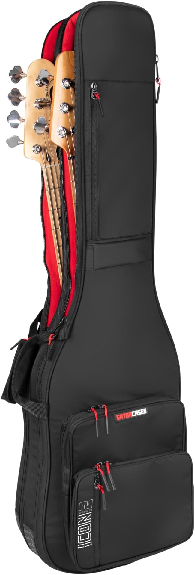 Cases ICON Take Two Series Premium Double Gig Bag for (2) Bass Guitars, TSA-Friendly Zippers, Black (G-ICONTTBASS-BLK)