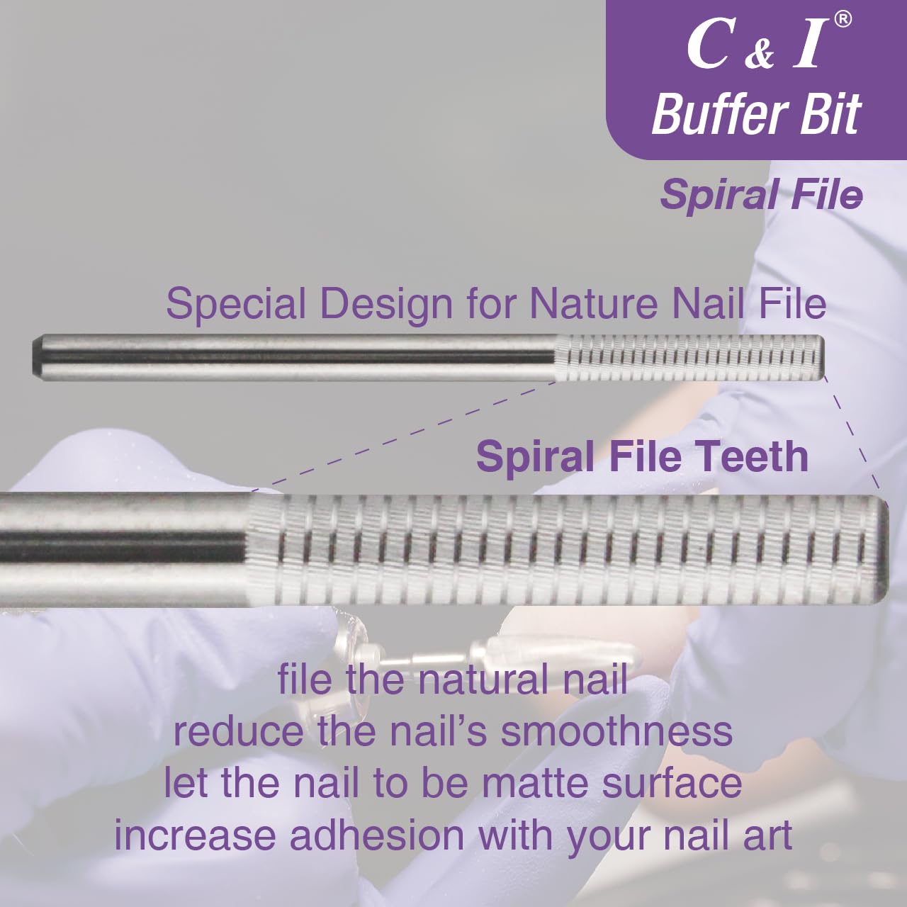 C&I Nail Buffer Nail Drill Bit for Nail Art Preparation Prep Clean Nail Bed Professional Efile for Nail Tech Safety E File Uncoated Nail Polish Clean Cuticle Callused Skin Smooth Nails 2 Way Rotate - Image 2