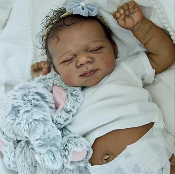 Black Reborn Baby Dolls Silicone Full Body Girl 18 Inch African American Realistic Baby Doll Lifelike Newborn Sleeping Babies Dolls with Dark Brown Skin for Kids Age 3+