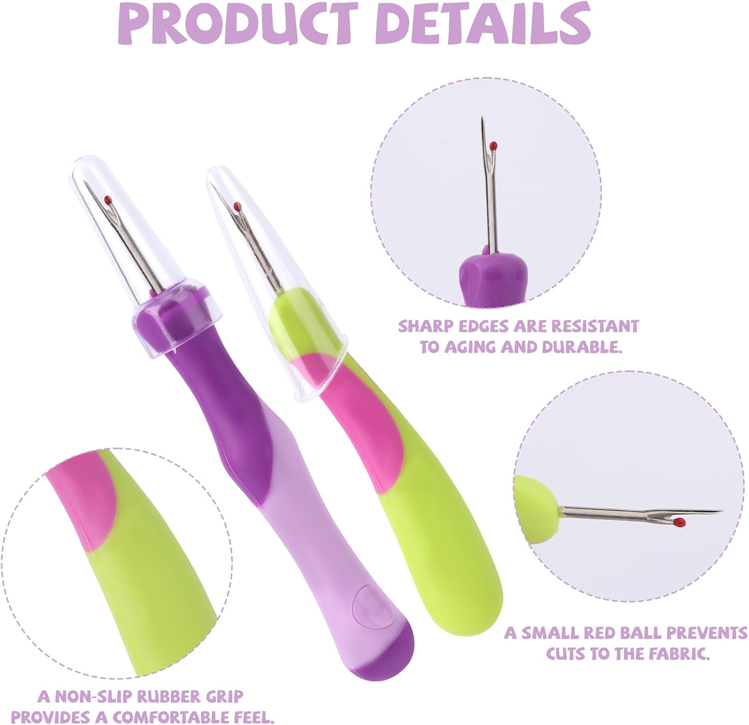 Goktvai 6pcs Seam Ripper for Sewing, Stitch Remover Tool Thread Puller Cutter for Hand Sewing Embroidery Knitting Cross Stitching Fabric Essentials Craft Supplies Needlepoint Accessories