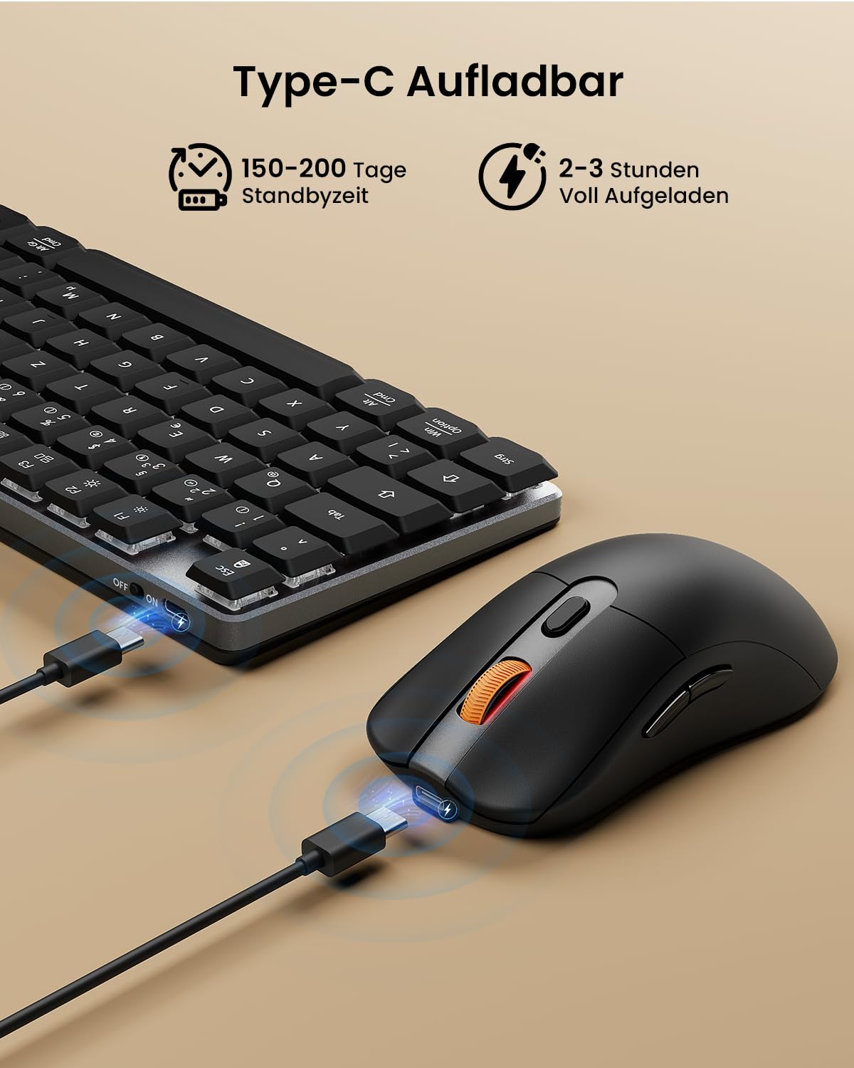 ProtoArc KM310 Mechanisches Tastatur Maus Set, QWERTZ, Rote Schalter
