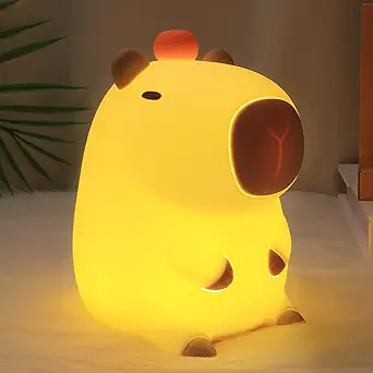 Attivolife Capybara - Luz nocturna de silicona para niños, con regulador y temporizador, lámpara táctil LED recargable portátil, decoración de mesa de dormitorio, regalo de cumpleaños y Navidad para