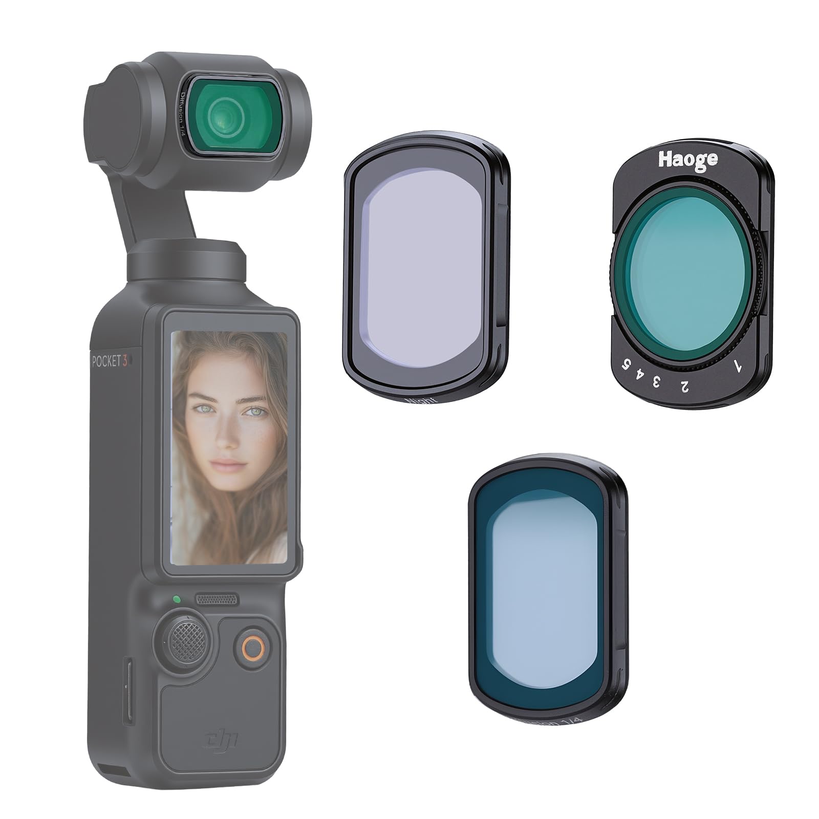 Filtres DJI Osmo Pocket 3 Haoge avec diffusion 1/4 ND variable anti-pollution et écran - 8