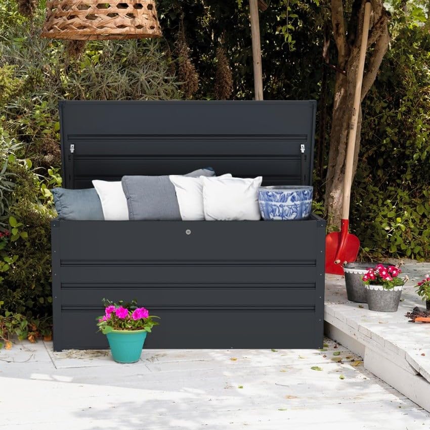 Produce Shop Baule da Esterno Giardino Contenitore in Acciaio 132x61x62cm Chamonix